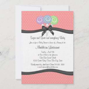 Lollipops en Polka Dots Baby shower Kaart
