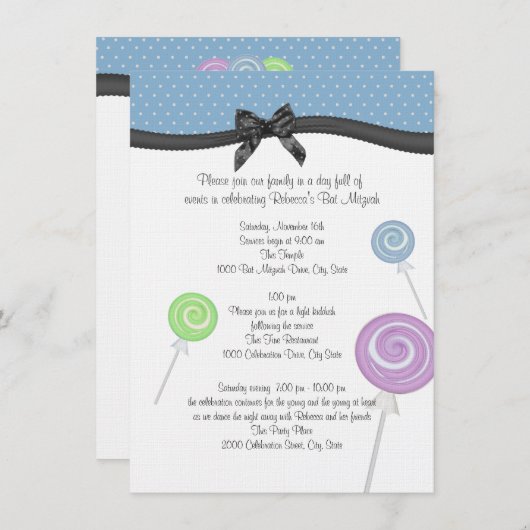 Lollipops en Polka Dots Evenementen en Informatie Informatiekaartje (Voorkant / Achterkant)