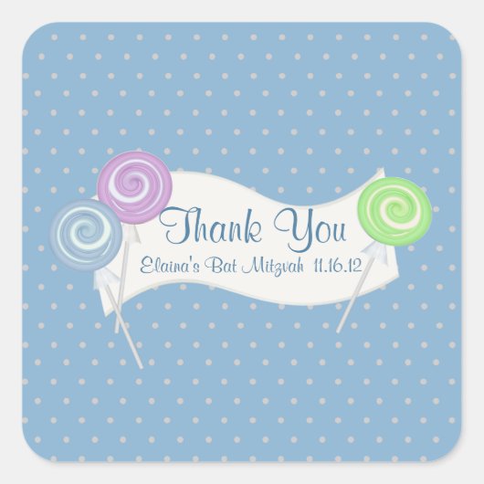 Lollipops en Polka Dots Vierkante Sticker (Voorkant)