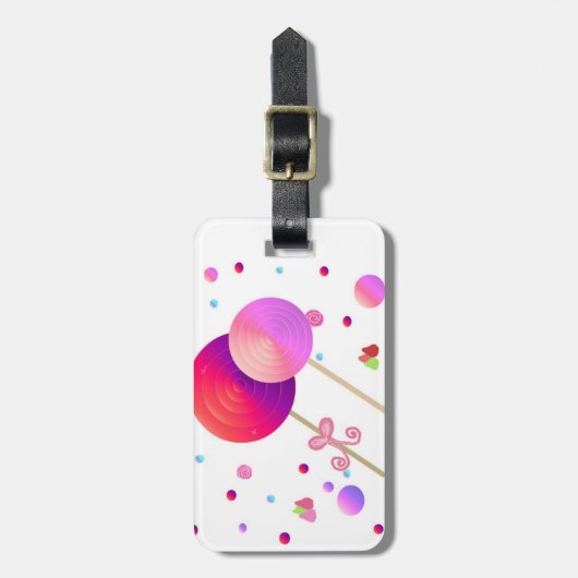 Lollipops en Snoepjes Stippen Bagagelabel (Voorkant verticaal)