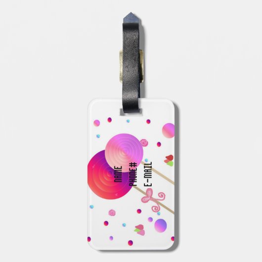 Lollipops en Snoepjes Stippen Bagagelabel (Achterkant verticaal)