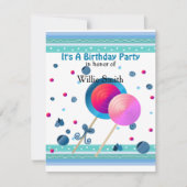 Lollipops en Sweets Birthday Invitation Kaart (Voorkant)