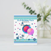 Lollipops en Sweets Birthday Invitation Kaart (Staand voorkant)