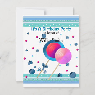 Lollipops en Sweets Birthday Invitation Kaart