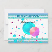 Lollipops en Sweets Birthday Invitation Kaart (Voorkant)