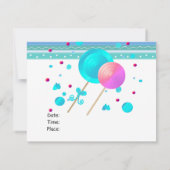 Lollipops en Sweets Birthday Invitation Kaart (Achterkant)