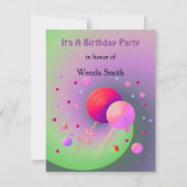 Lollipops en Sweets Birthday Invitation Kaart (Voorkant)