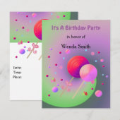 Lollipops en Sweets Birthday Invitation Kaart (Voorkant / Achterkant)