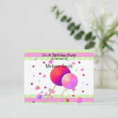 Lollipops en Sweets Birthday Invitation Kaart (Staand voorkant)