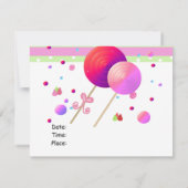 Lollipops en Sweets Birthday Invitation Kaart (Achterkant)