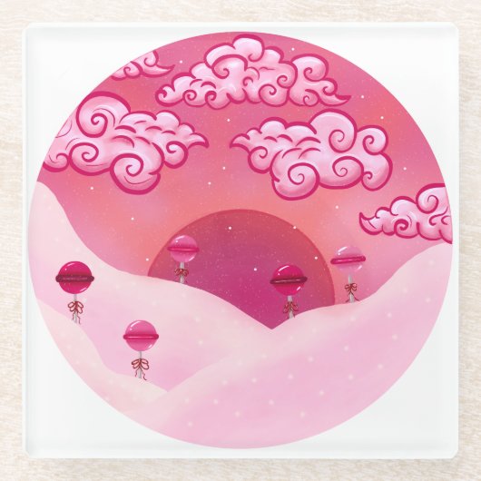 Lollipops en  wolken glazen onderzetter (Voorkant)