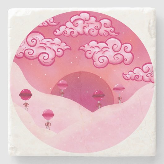 Lollipops en  wolken stenen onderzetter (Voorkant)