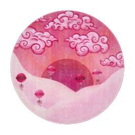 Lollipops en  wolkenillustratie snijplank