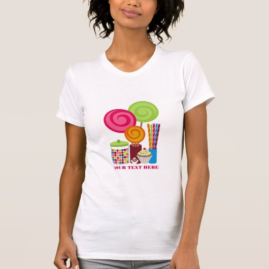 Lollipops Gumballs Chocolade Snoep Cupcake T-shirt (Voorkant)