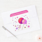 Lollipops Happy Valentines Day Vierkante Sticker (Envelop)