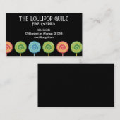 Lollipops op zwarte achtergrond Snoep Shop Visitekaartje (Voorkant / Achterkant)