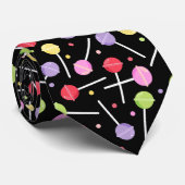 Lollipops Pattern Sweet Snoep Lover Snoepjes Black Stropdas (Opgerold)
