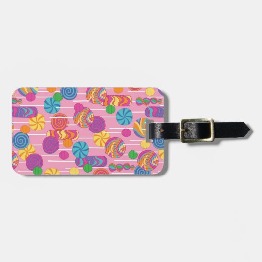 Lollipops Snoep Pattern Bagagelabel (Voorkant horizontaal)