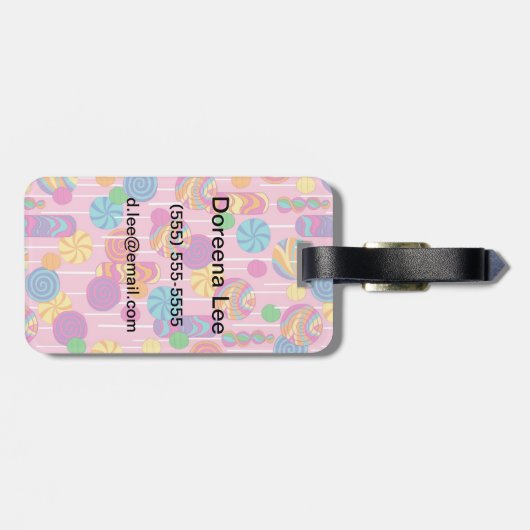 Lollipops Snoep Pattern Bagagelabel (Achterkant horizontaal)