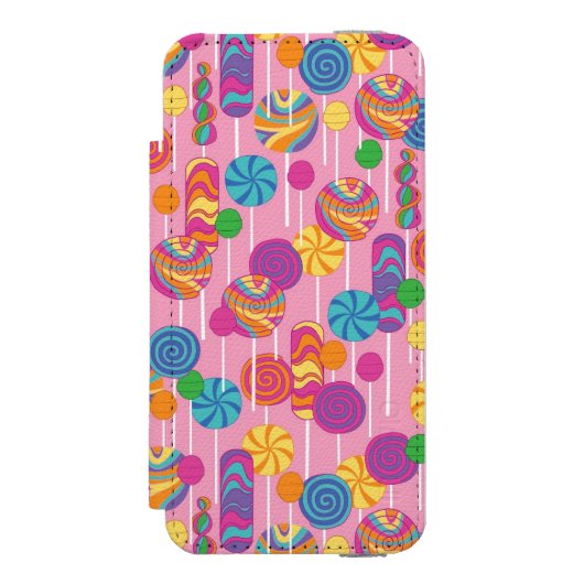 Lollipops Snoep Pattern Incipio iPhone Portemonnee Hoesje (Voorkant Agenda)