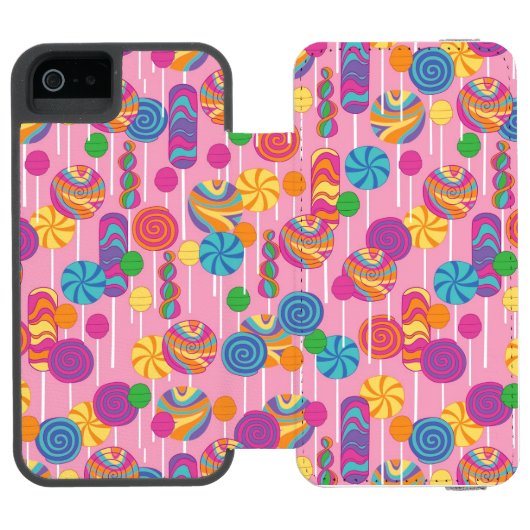 Lollipops Snoep Pattern Incipio iPhone Portemonnee Hoesje (Agenda Open)