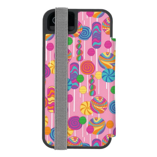 Lollipops Snoep Pattern Incipio iPhone Portemonnee Hoesje (Agenda Achterkant)