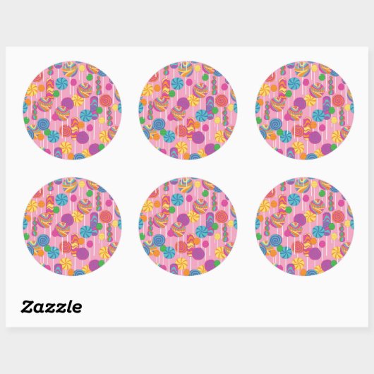 Lollipops Snoep Pattern Ronde Sticker (Vel)