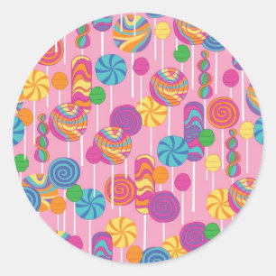 Lollipops Snoep Pattern Ronde Sticker