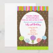 Lollipops Snoep Shoppe Birthday - uitnodiging (Voorkant / Achterkant)