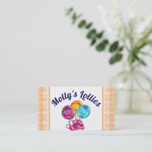 Lollipops suckers snoep maker snoepjes confectie visitekaartje (Staand voorkant)
