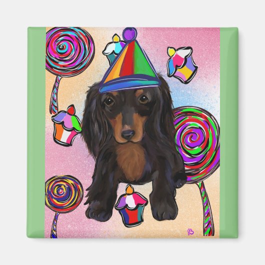 Lollipops Zwarte Doxie Magneet (Voorkant)