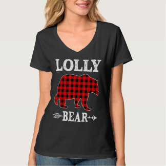 Lolly Bear Christmas Pajama Red Plaid Buffalo Fami T-shirt