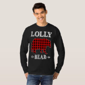 Lolly Bear Christmas Pajama Red Plaid Buffalo Fami T-shirt (Voorkant volledig)