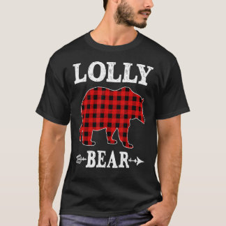 Lolly Bear Christmas Pajama Red Plaid Buffalo Fami T-shirt