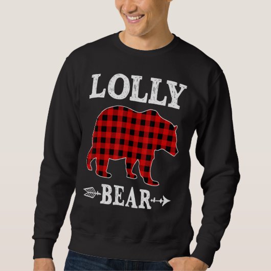 Lolly Bear Christmas Pajama Red Plaid Buffalo Fami Trui (Voorkant)