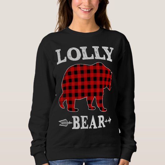 Lolly Bear Christmas Pajama Red Plaid Buffalo Fami Trui (Voorkant)