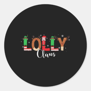 Lolly Claus Kerst Matching Shirten voor Familie G Ronde Sticker