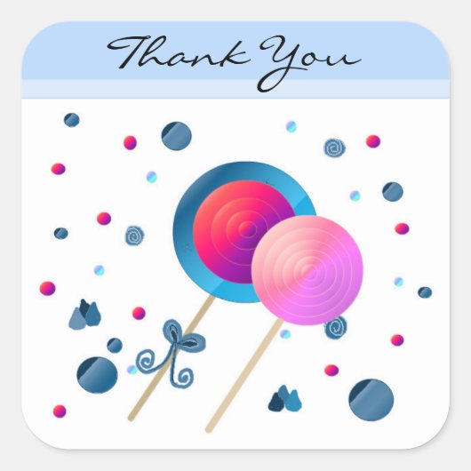 Lollypop Bedankt Vierkante Sticker (Voorkant)
