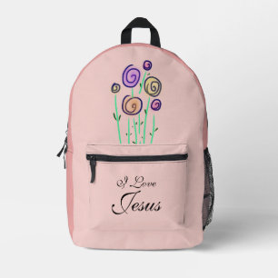 Lollypop Bloem Grafische I Love Jesus Perzik Blos  Bedrukte Rugzak