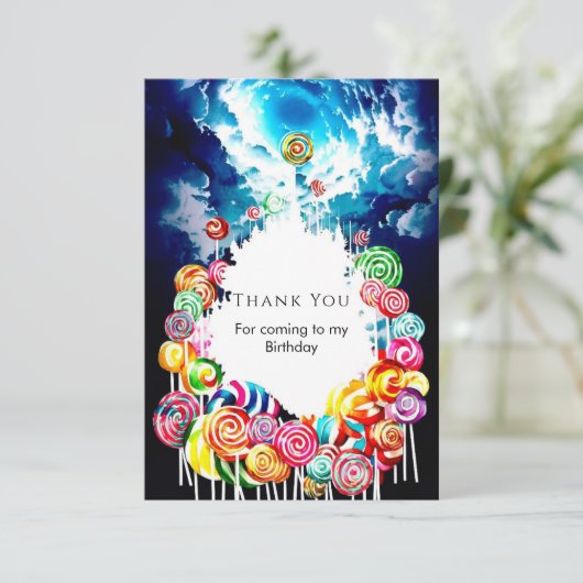 Lollypop Boho Candyland Verjaardag Bedankkaart (Staand voorkant)