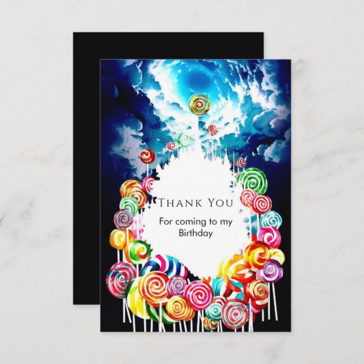 Lollypop Boho Candyland Verjaardag Bedankkaart (Voorkant / Achterkant)