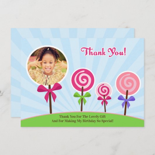 Lollypop Dank u fotokaart Bedankkaart (Voorkant / Achterkant)