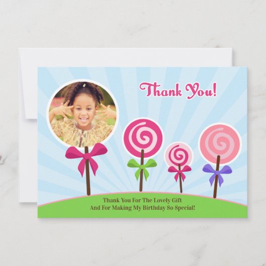 Lollypop Dank u fotokaart Bedankkaart (Voorkant)