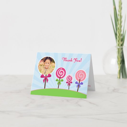 Lollypop Dank u fotokaart Bedankkaart (Voorkant)
