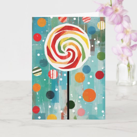 Lollypop Draai Kerstkaart Kaart (Orchidee)