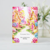 Lollypop Fantasievolle Candyland Verjaardag Bedankkaart (Staand voorkant)
