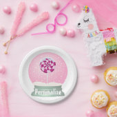 Lollypop sneeuwbol cute roze meisje winter papieren bordje (Feest)
