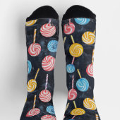 Lollypop Snoep Sweet Chalk Drawing Pattern Black Sokken (Top)