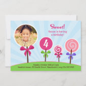 Lollypop Verjaardag Foto Platte Uitnodiging (Voorkant)