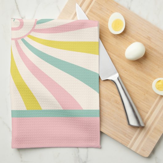'Lollypop Vibes', retro monogram Theedoek (Quarter Fold)